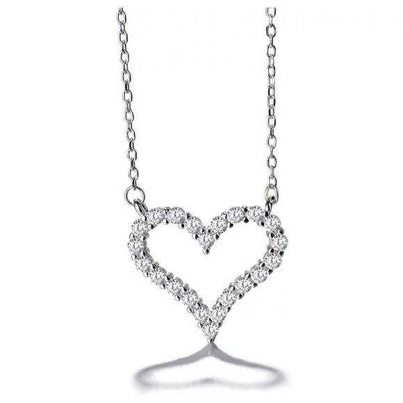 Florence open heart necklace in sterling silver. - Picture 1 of 2